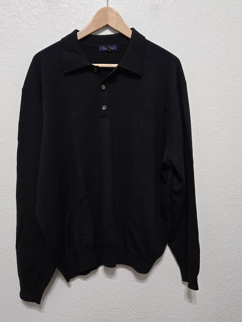 Club Room 100% Merino Black Wool Sweater Size XL